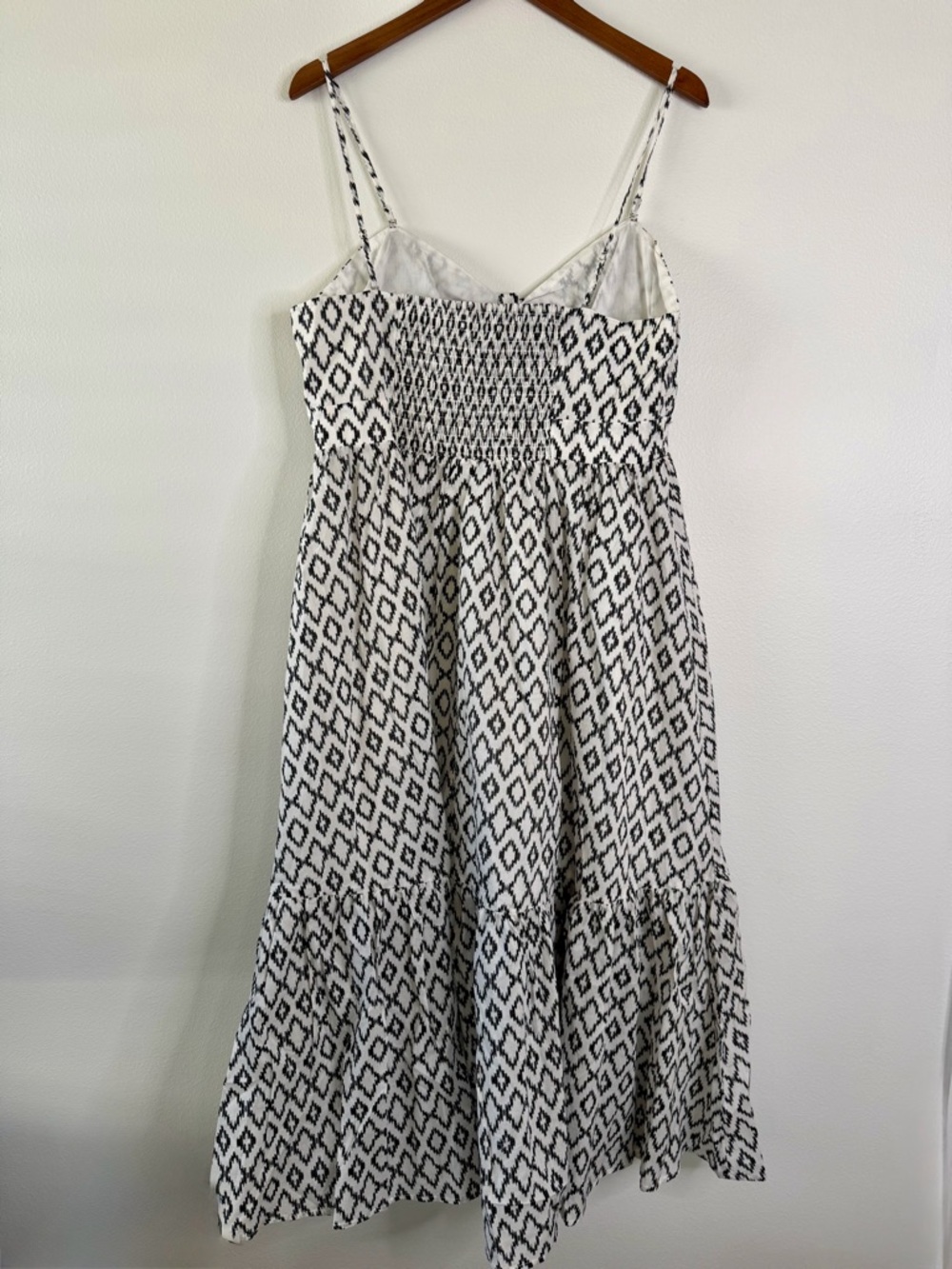 Banana Republic Black White Midi Dress NWT Size L Modest Babydoll Prairie - Picture 4 of 10